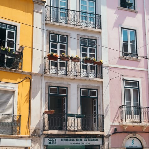 Wander through the city streets and head towards the colourful Bairro Alto – a thirty–minute walk 