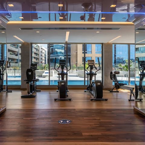 Keep on top of your workout regime in the building's gym