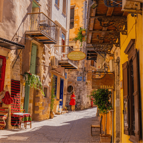 Stay on the outskirts of Chania's historic quarter, a stroll from the Old Venetian Port