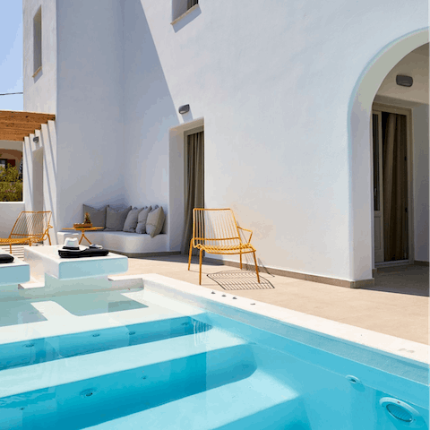 Take a dip in your private plunge pool after a long day in the Greek sunshine