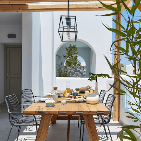  Feast on Greek salad alfresco style on your outdoor dining set 