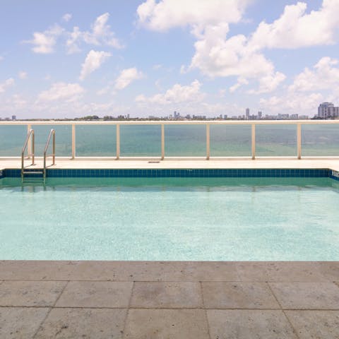 Take a dip in the heated pool overlooking Biscayne Bay
