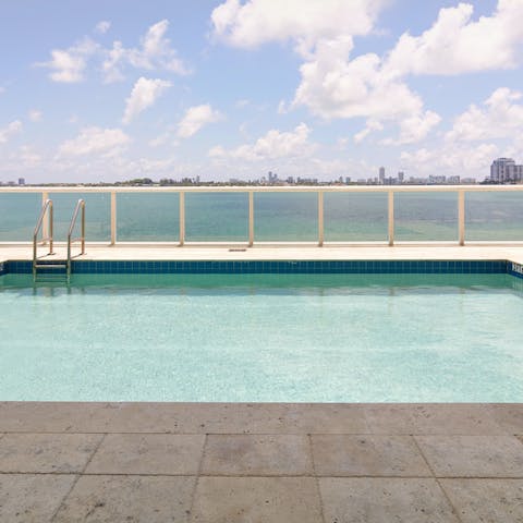 Take a dip in the heated pool overlooking Biscayne Bay