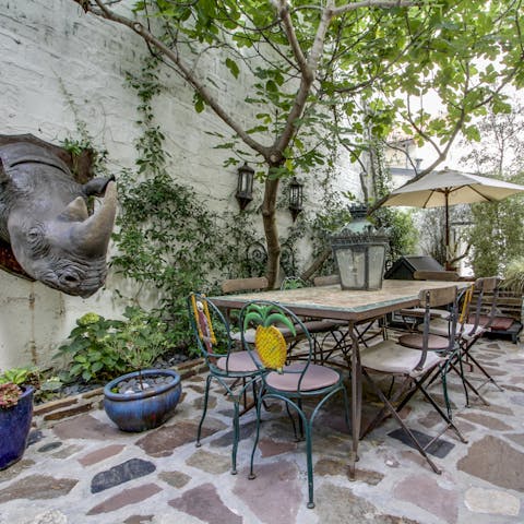 Serve up some local French delicacies at the alfresco dining area