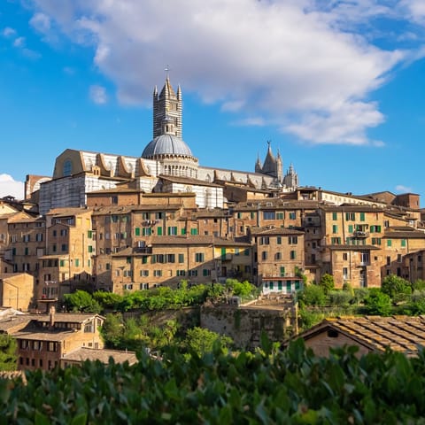 Take a day-trip to Siena to take in the historic sights – it’s within easy driving distance