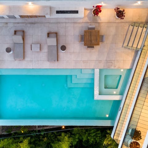 Cool off from the California sun in the private pool