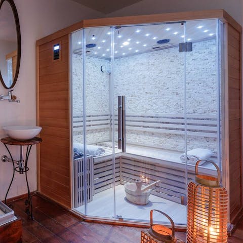 Relax into holiday mode in the indoor spa