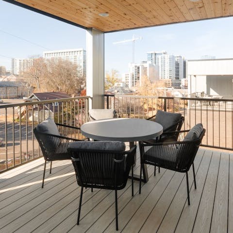 Start the day with a morning coffee on the private roof terrace