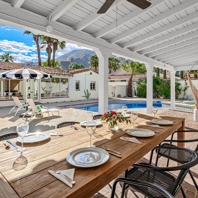 Eat out in the shade of the covered terrace