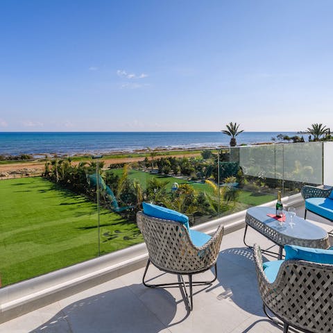 Enjoy uninterrupted sea views whilst relaxing on the terrace