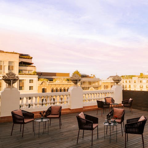 Gaze out over the city from the communal rooftop terrace, complete with sitting areas