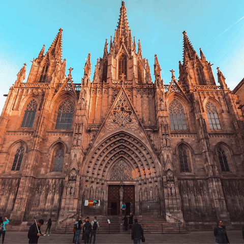 Explore the stunning nearby Gothic Quarter of Barcelona, with majestic cathedrals and basilicas