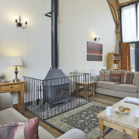 Cosy up by the wood-burning stove during the colder months 