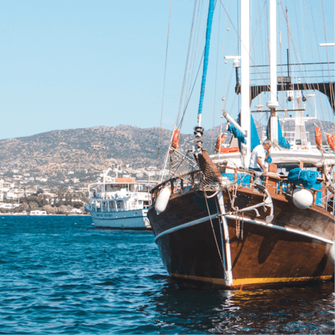 Set sail on a boat trip from nearby Heraklion