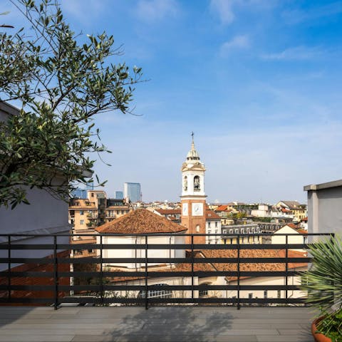 Take in the views over Milan from the private terrace
