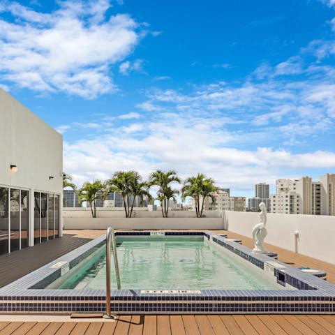 Admire the ocean views from the rooftop pool deck