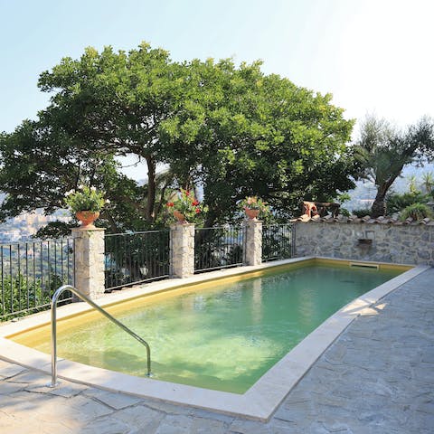 Beat the heat with a quick dip in the private pool