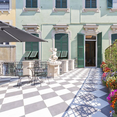 Step out onto the grand communal terrace and enjoy the views of the city