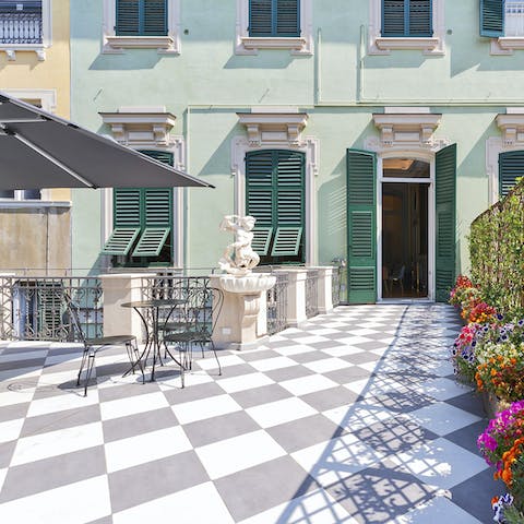 Step out onto the grand communal terrace and enjoy the views of the city
