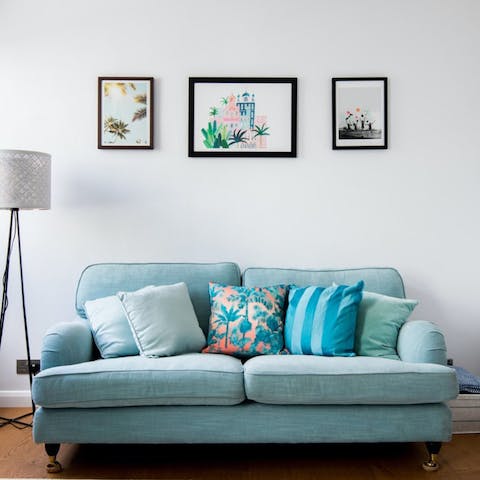 Enjoy slow start mornings with a coffee on the sofa