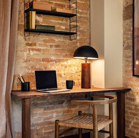 Work remotely from the cosy desk space