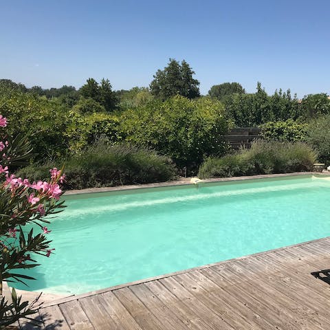 Make a splash in the private swimming pool