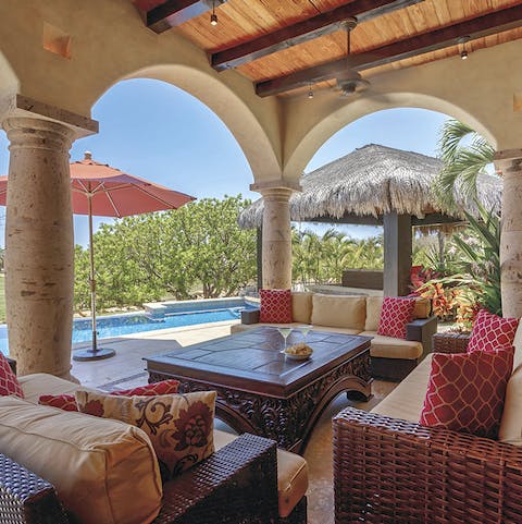 Enjoy morning mimosas under the sheltered veranda