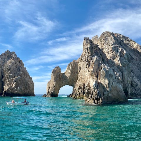 Discover idyllic ocean bays at Cabo San Lucas, just fifteen minutes away
