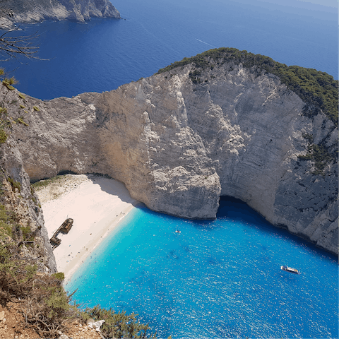 Explore the island by car – Laganas is a ten-minute drive and the famous 'shipwreck beach' is around forty