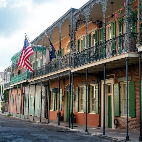 Go out and explore the historic French Quarter, a fifteen-minute walk away