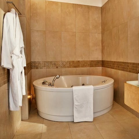 Relax your muscles in the spa bath after a day of walking and swimming