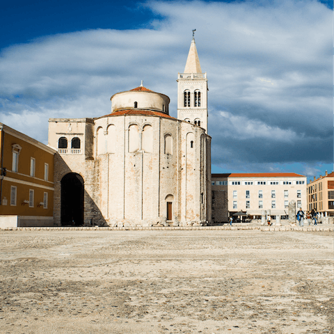 Explore Zadar's historic city centre, about a sixteen-minute drive away