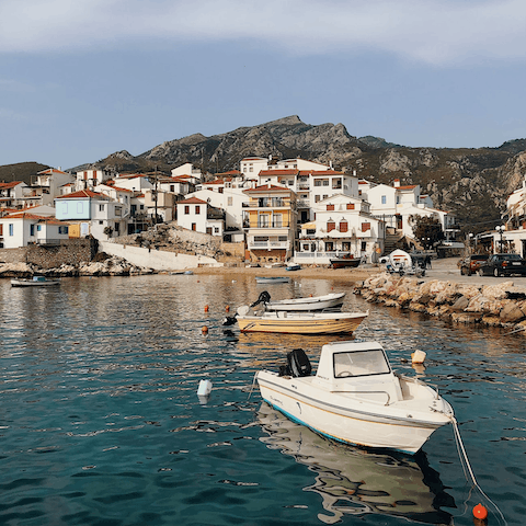 Hop on a boat from Port Samos, forty-minutes minutes by car