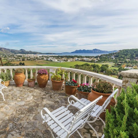 Drink in the views of Pollensa Bay and the countryside from the terrace
