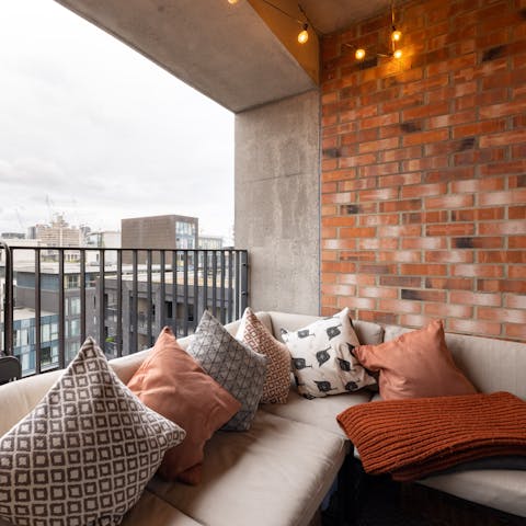 Grab a blanket and hang out on the home's cosy balcony