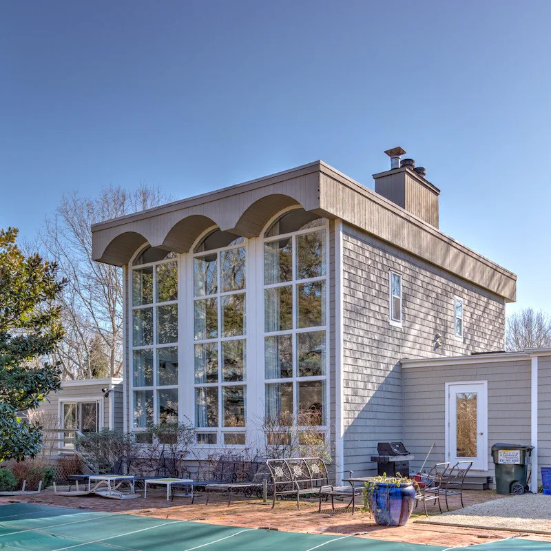 Admire the home’s unique architectural style