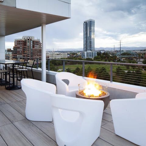 Cozy up around the fire and stargaze from the building's rooftop terrace