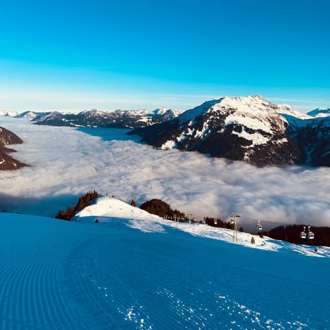 Hit the slopes – the gondola to the Silvretta Montafon ski area is 600m away
