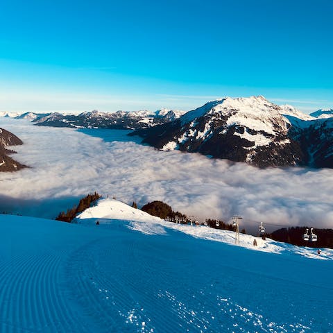 Hit the slopes – the gondola to the Silvretta Montafon ski area is 600m away