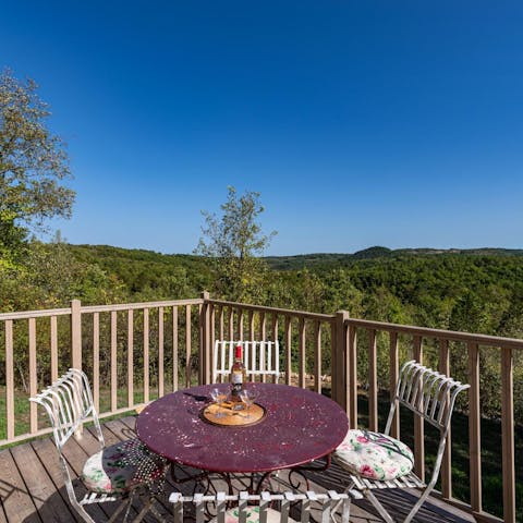 Savour views of the glorious Lot countryside from the balcony