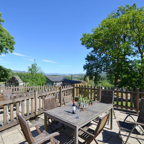 Enjoy incredible views of Snowdonia from the private terrace