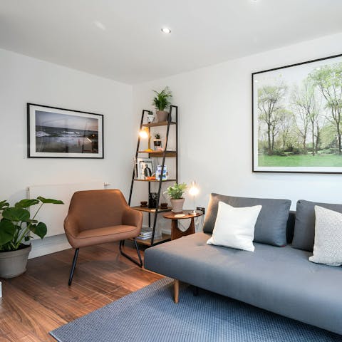 Unwind in the living area after sightseeing around London